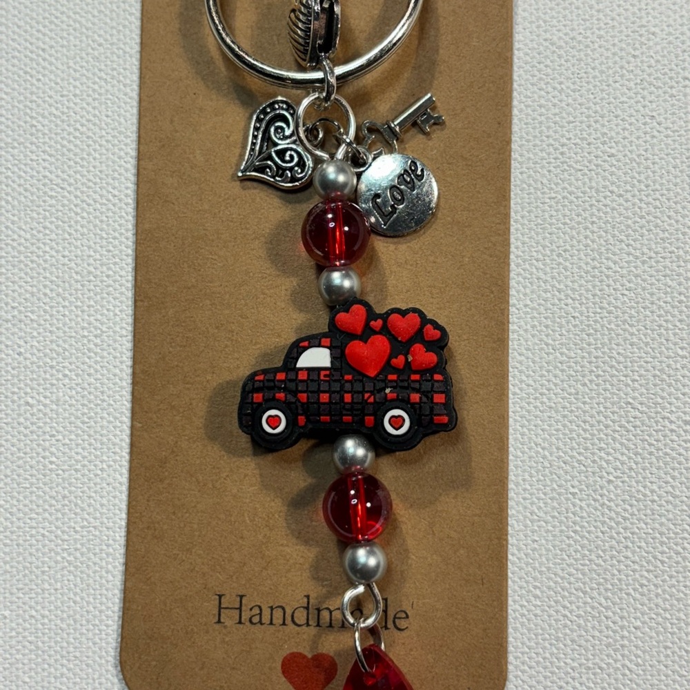 Red and Black Heart Keychain/Purse Charm